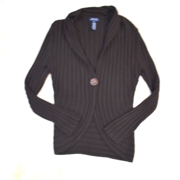 Jones New York Wool Blend Cardigan Sweater Coco Chocolate Brown Size XL - Picture 3 of 9